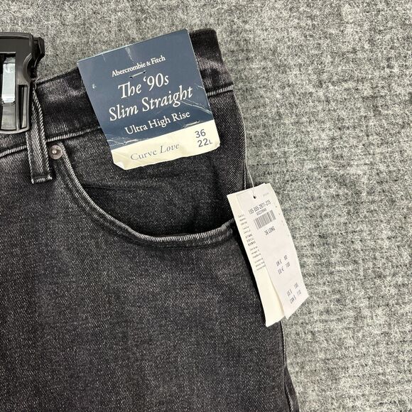 Abercrombie Fitch Jeans Womens 36/22L 90s Slim Straight Ultra High Waist Curve - Picture 3 of 11